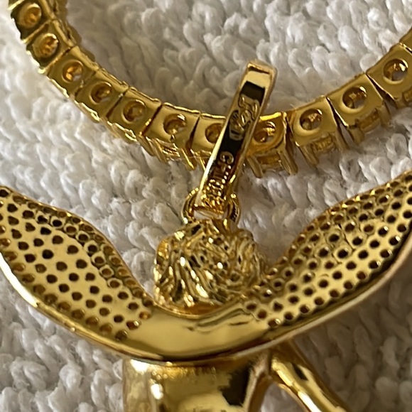 Icy hip hop gold Angel diamonds pendant with tennis necklace